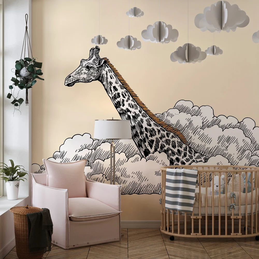 Kinderzimmer Tapete | Giraffe den Wolken
