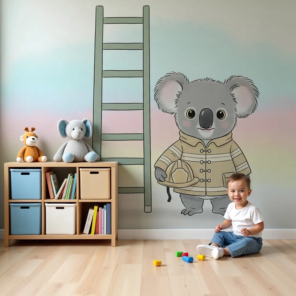 Kinderzimmer Tapete | Kleiner abenteuerlustiger Koala