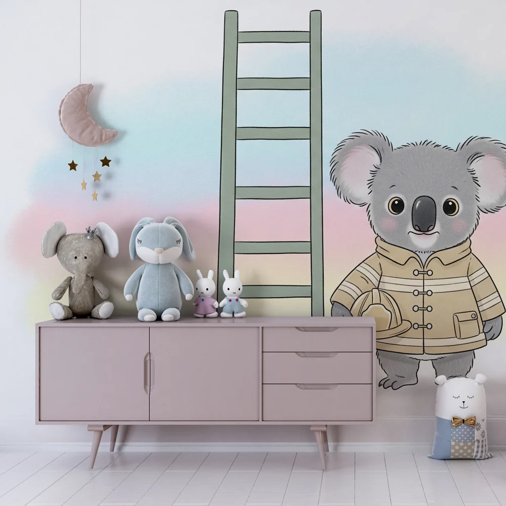 Kinderzimmer Tapete | Kleiner abenteuerlustiger Koala
