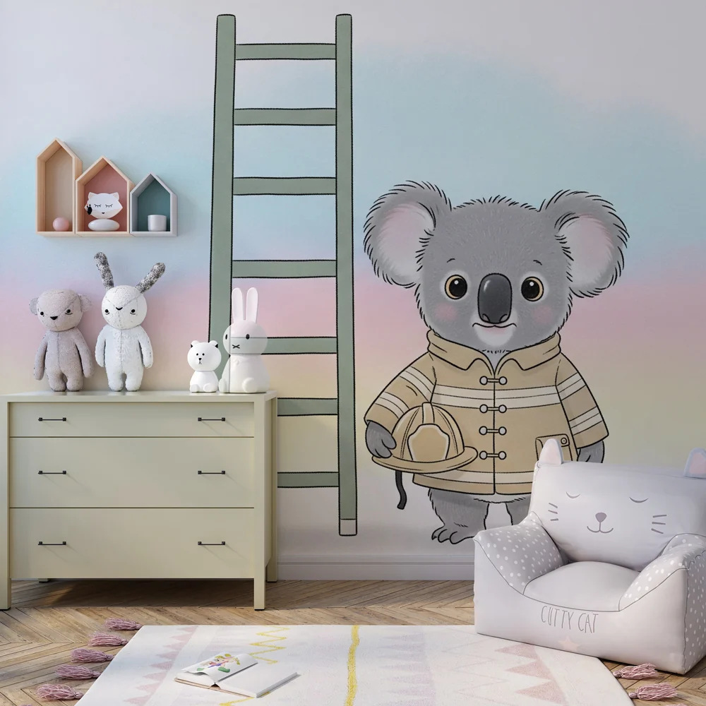Kinderzimmer Tapete | Kleiner abenteuerlustiger Koala