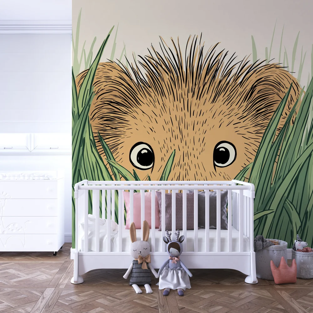 Kinderzimmer Tapete | Kleiner Löwe im hohen Gras