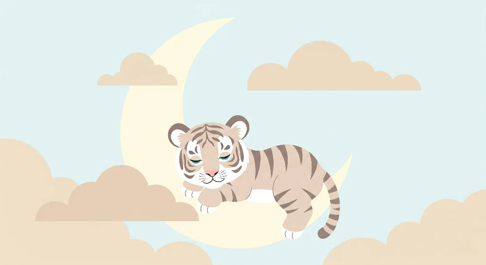 Kinderzimmer Tapete | Kleiner Tiger auf dem Mond