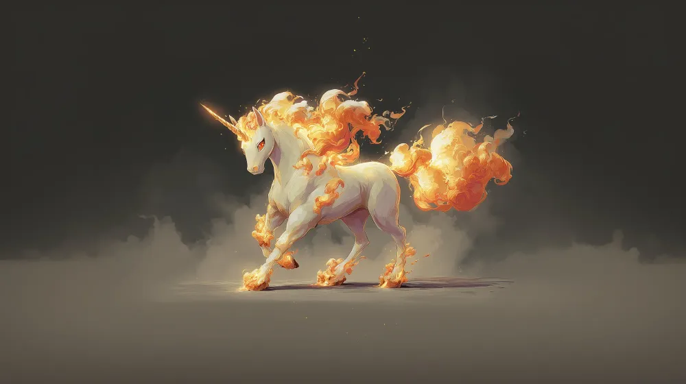 Kinderzimmer Tapete | Magisches flammendes Einhorn