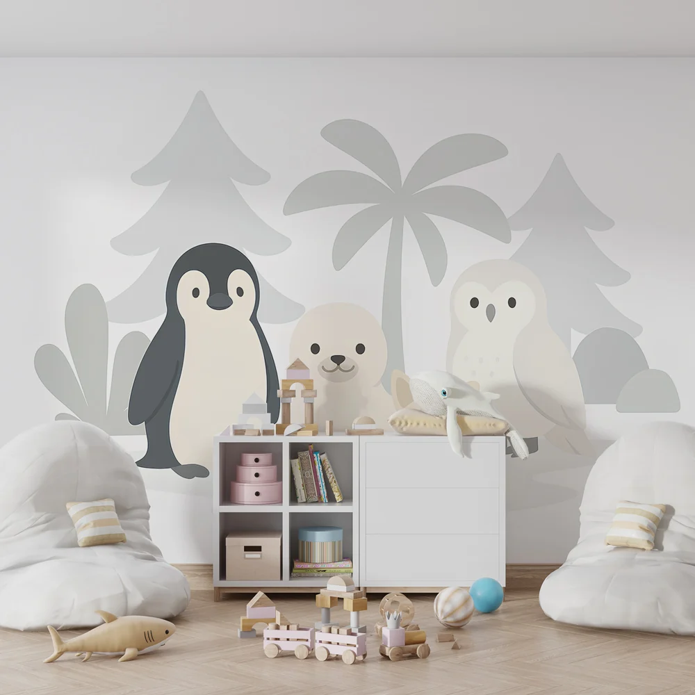 Kinderzimmer Tapete | Niedliche Tiere der Natur