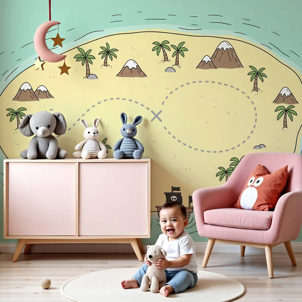Kinderzimmer Tapete | Piraten Schatzkarte