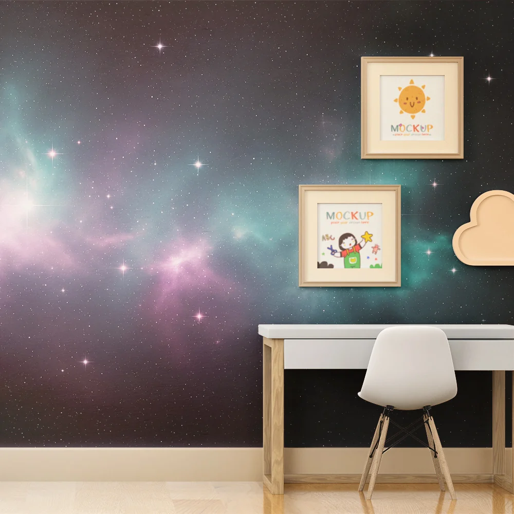 Kinderzimmer Tapete | Raum mit bunten Nebeln