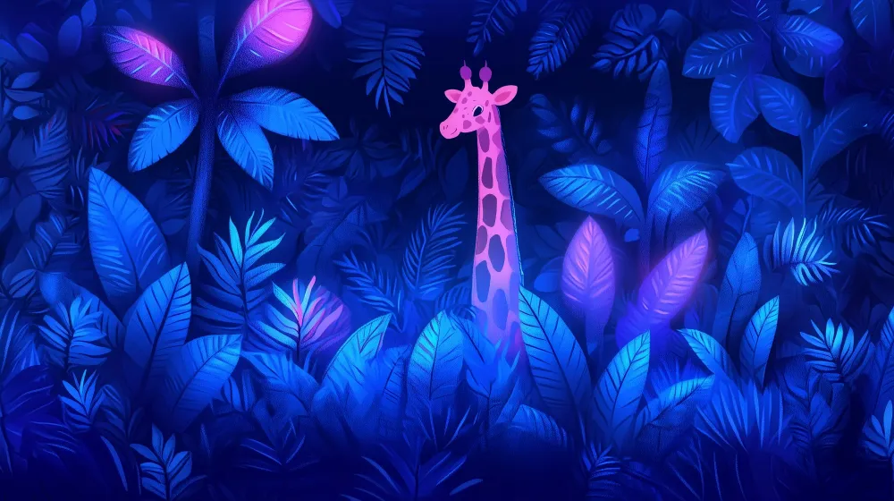 Kinderzimmer Tapete | Rosa Giraffe im hellen Dschungel