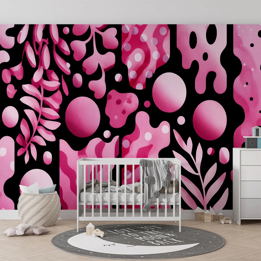 Kinderzimmer Tapete | Rosa und abstrakte Formen