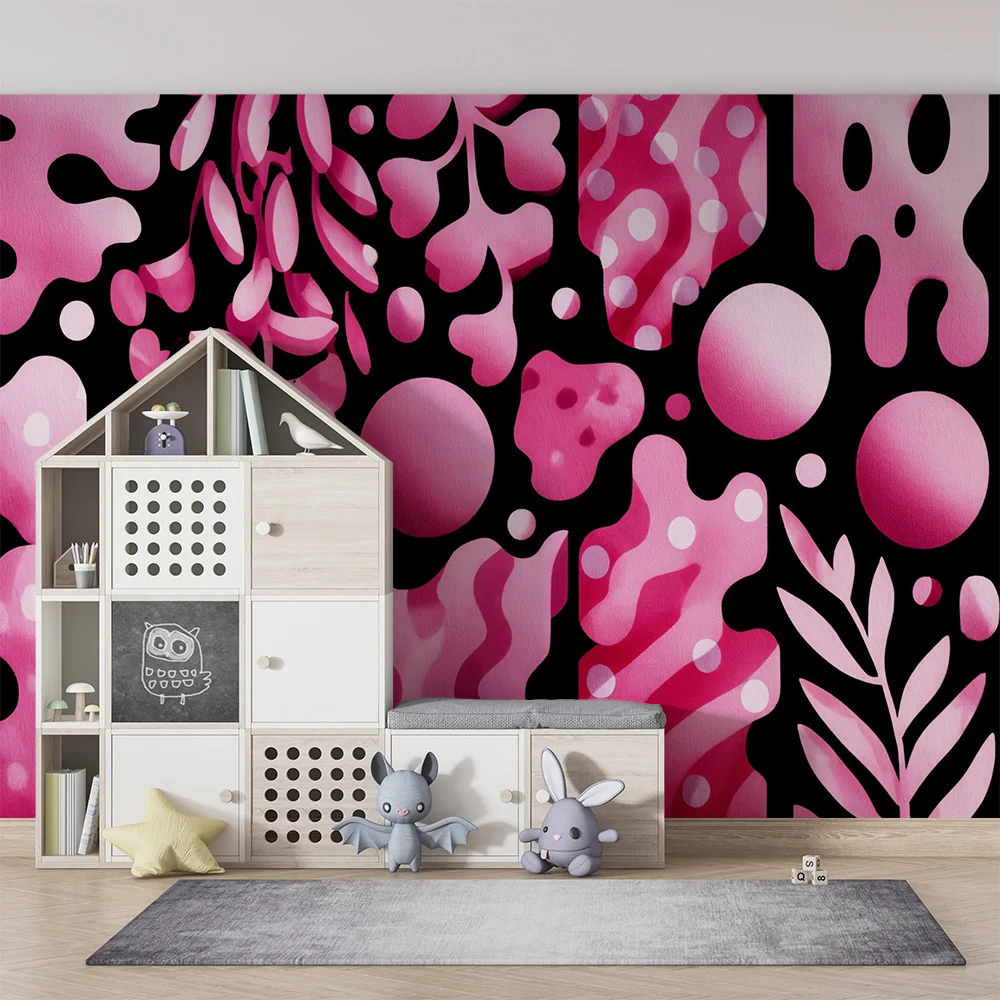 Kinderzimmer Tapete | Rosa und abstrakte Formen