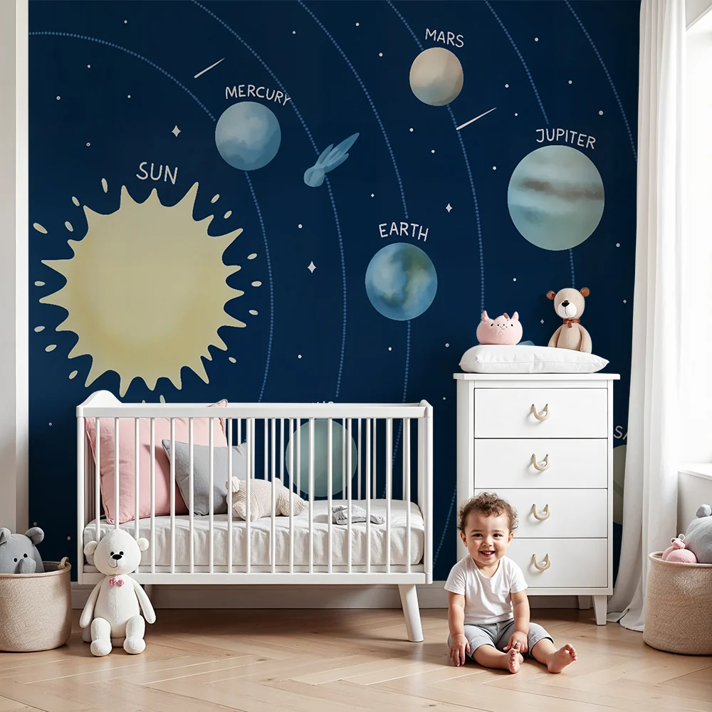 Kinderzimmer Tapete | Sonnensystem und Planeten