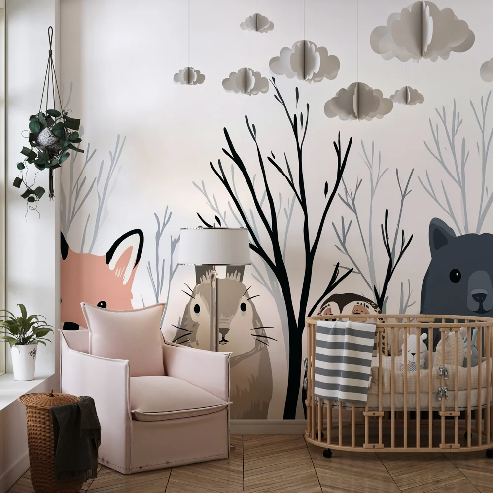 Kinderzimmer Tapete | Waldtiere Gesellschaft