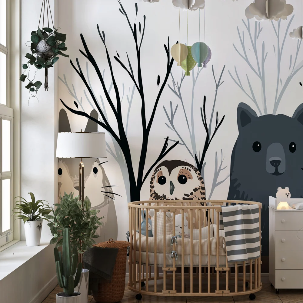 Kinderzimmer Tapete | Waldtiere Gesellschaft