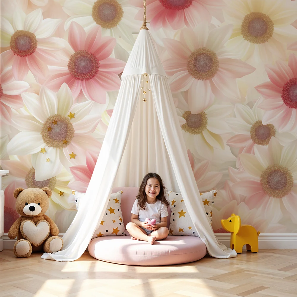 Kinderzimmer Tapete | Zarte Blumen voller Blüte