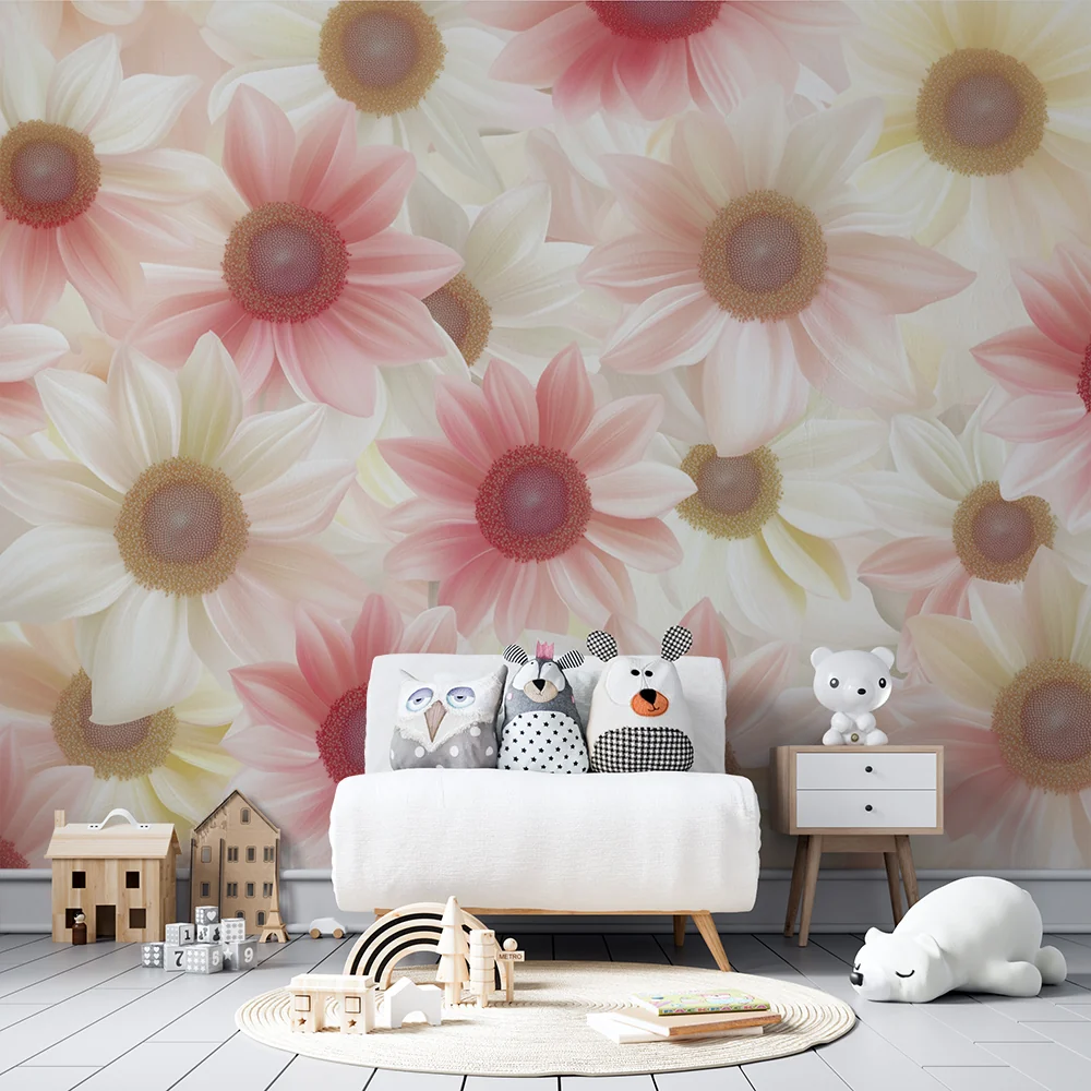 Kinderzimmer Tapete | Zarte Blumen voller Blüte