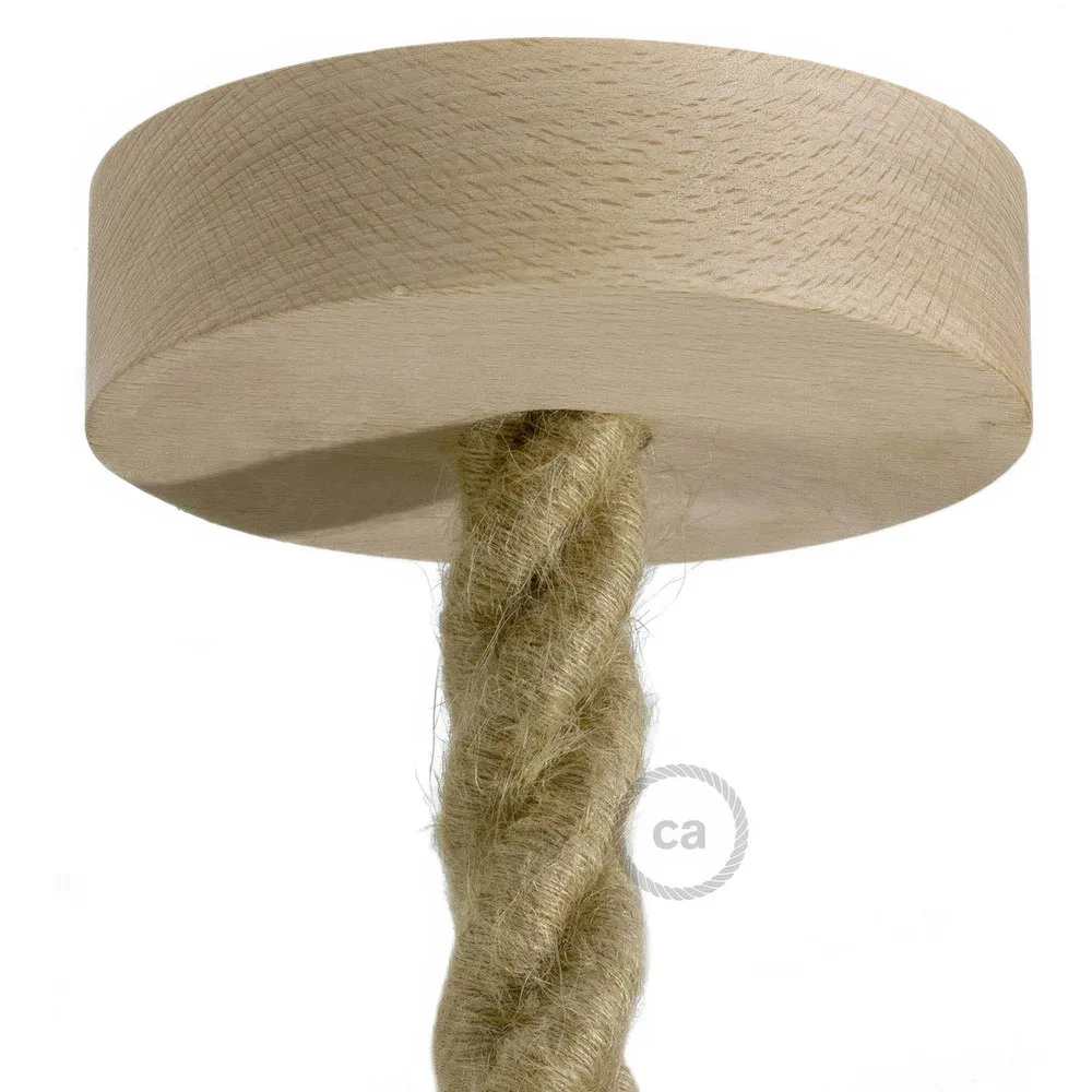 Komplet stropne rozete od drva za 2XL kabel - Neutralna
