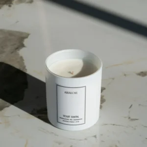 Matte White Candle Magnetic Box - Violet Santal