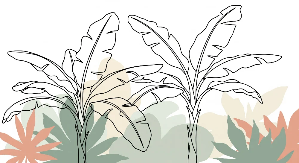 Papel de parede crianç | Folhas tropicais minimalistas verde sálvia e terracota