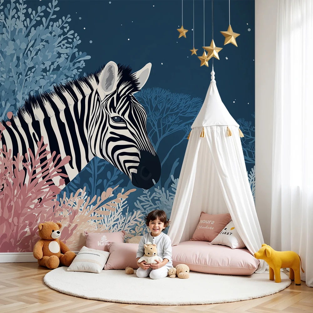 Papel de parede crianç | Majstorska zebra usred zvjezdane šume