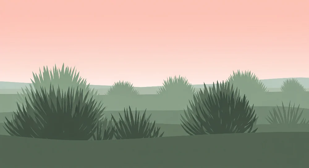 Papel de parede crianç | Suave paisagem com arbustos e céu pastel
