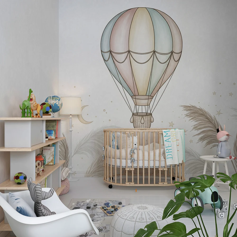 Papel de parede quarto bebê | Šareni balon i sjajne zvijezde
