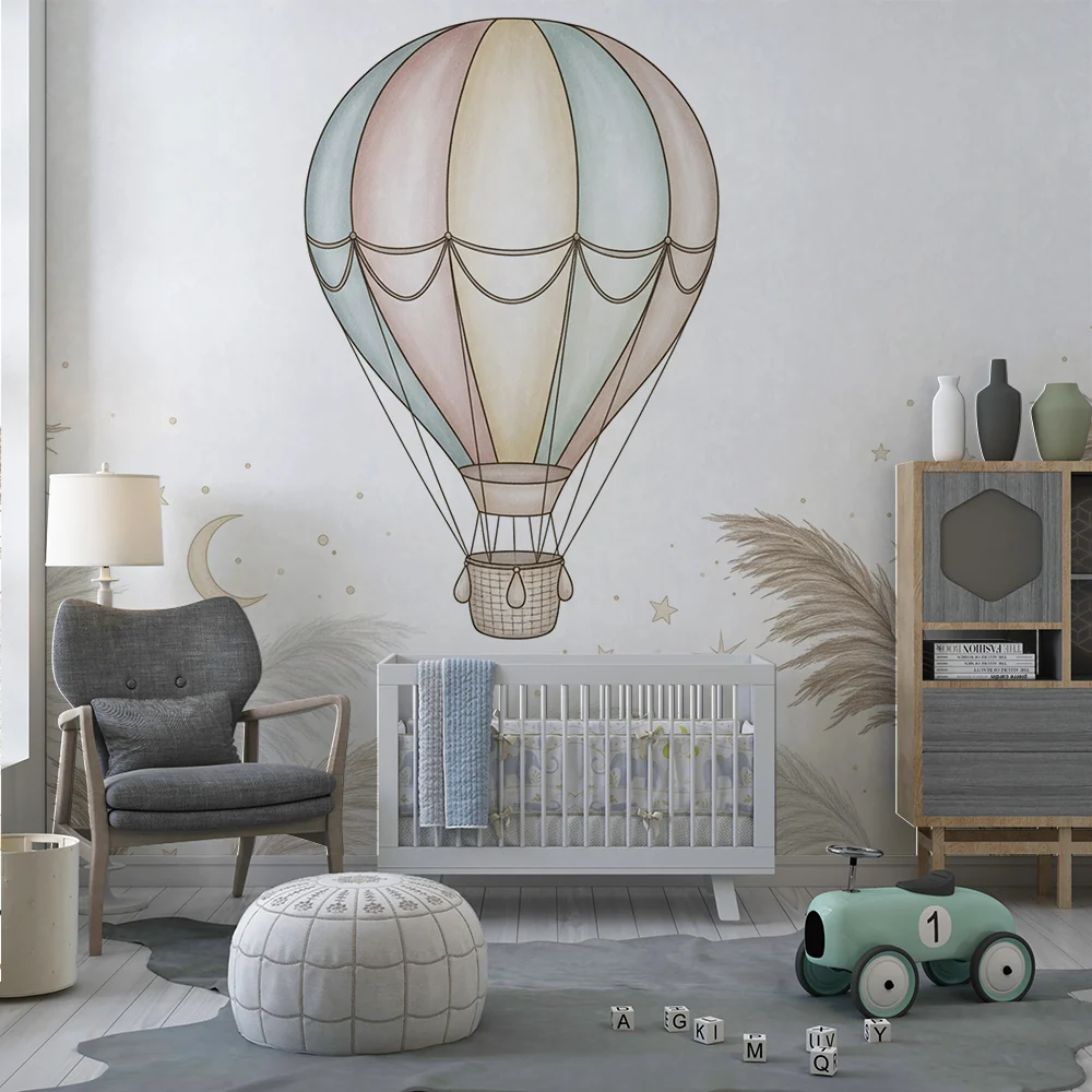 Papel de parede quarto bebê | Šareni balon i sjajne zvijezde
