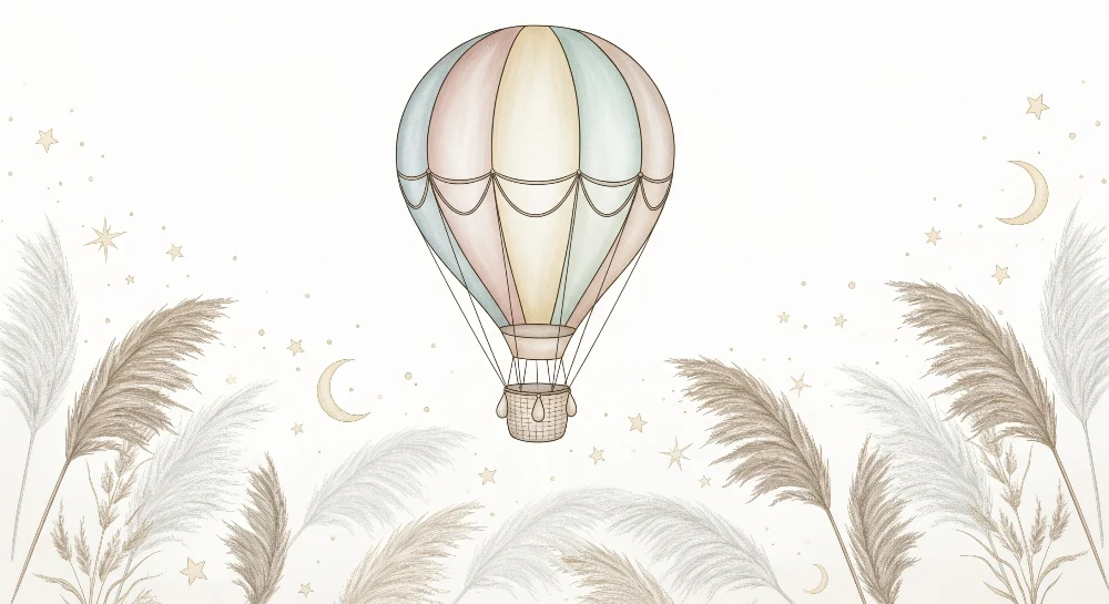 Papel de parede quarto bebê | Šareni balon i sjajne zvijezde