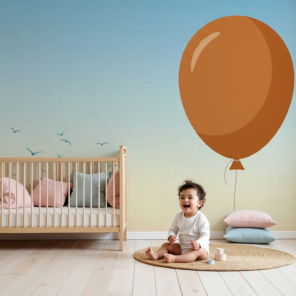 Papel de parede quarto bebê | Šareni baloni lebdeći na mirnom nebu