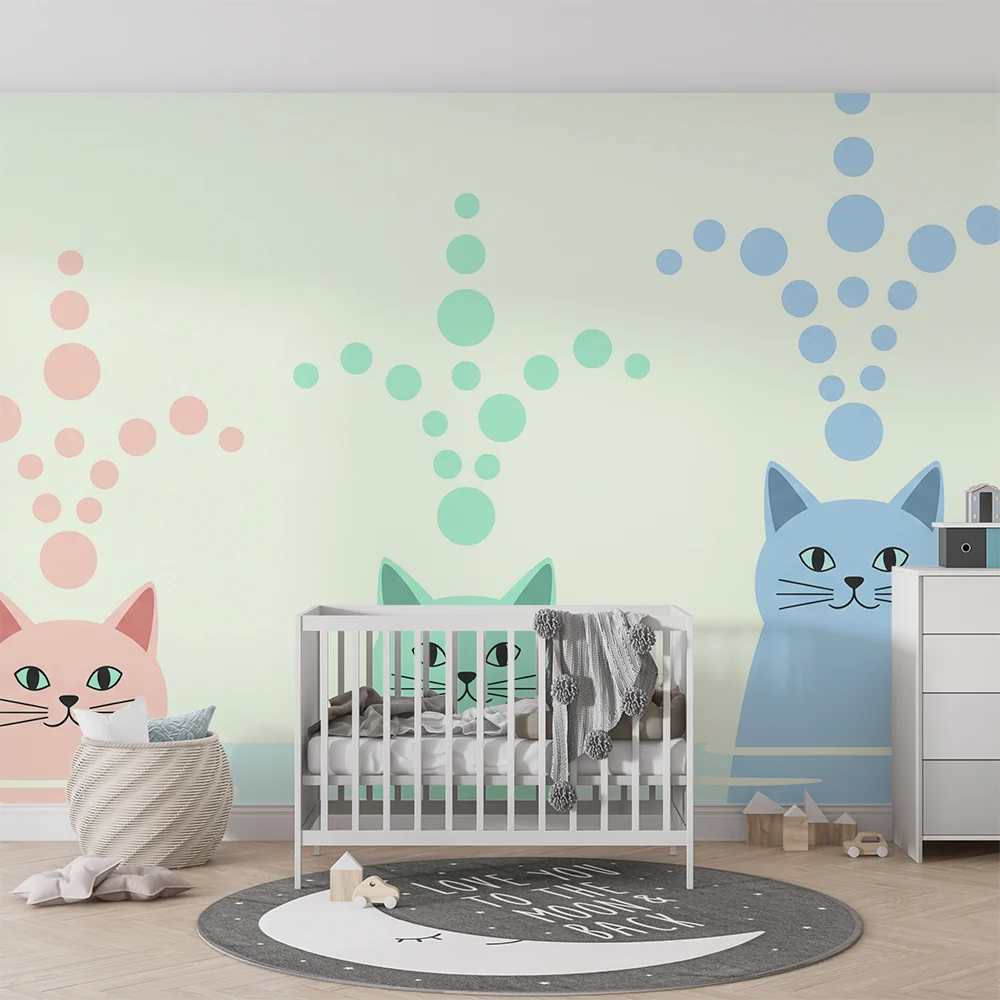 Papel de parede quarto bebê | Šareni mačići u vodi s zabavnim mjehurićima
