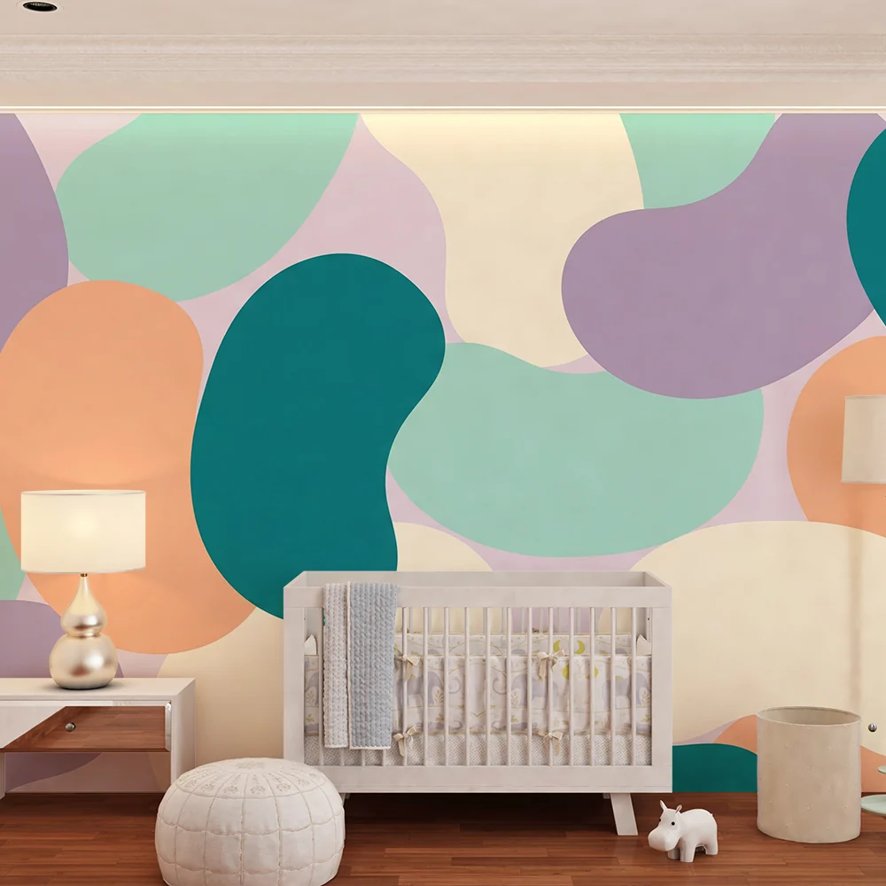 Papel de parede quarto bebê | Šareni organski uzorci u mekim oblicima