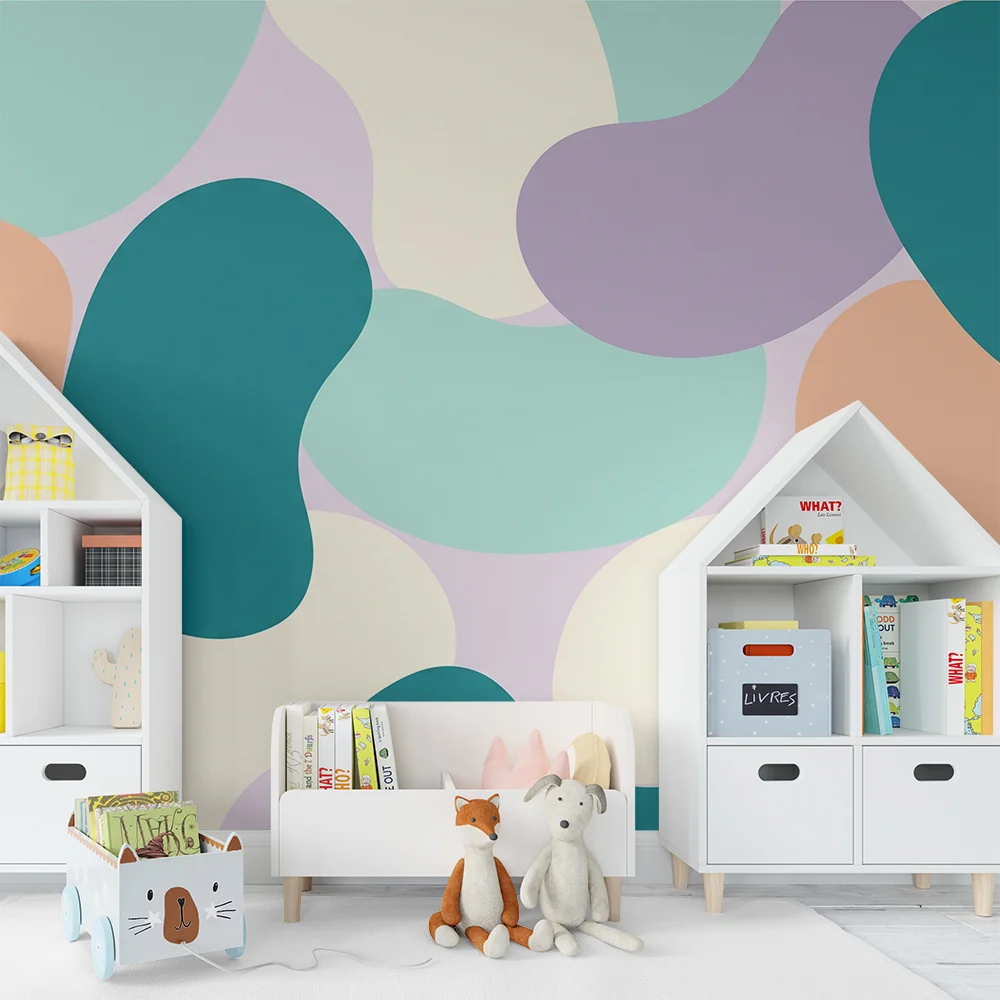 Papel de parede quarto bebê | Šareni organski uzorci u mekim oblicima