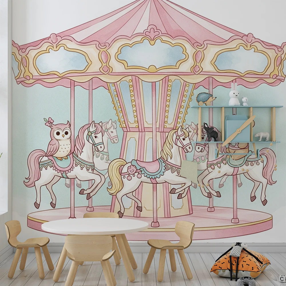 Papel de parede quarto bebê | Čarobni karusel s konjima i sovom