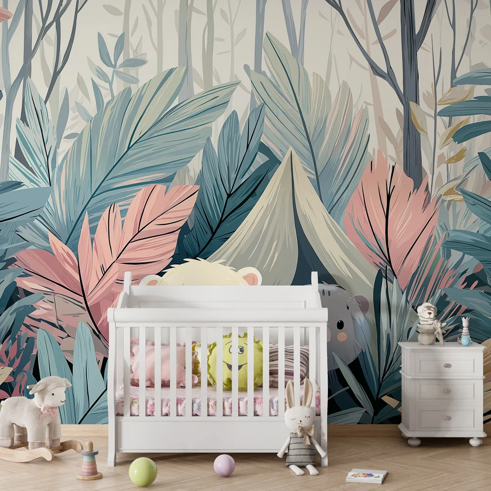 Papel de parede quarto bebê | Avantura u šumi s preslatkim medvjedima
