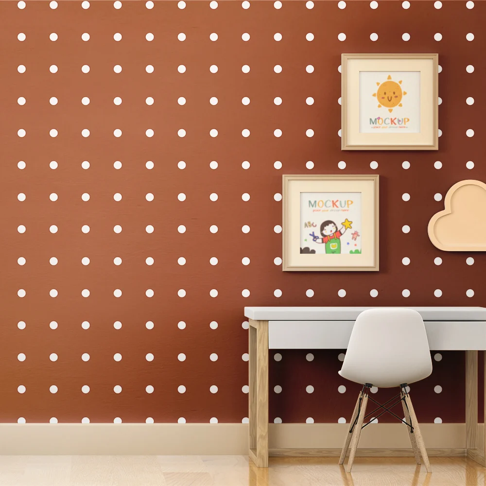 Papel de parede quarto bebê | Bijele točkice na tamno terakota pozadini