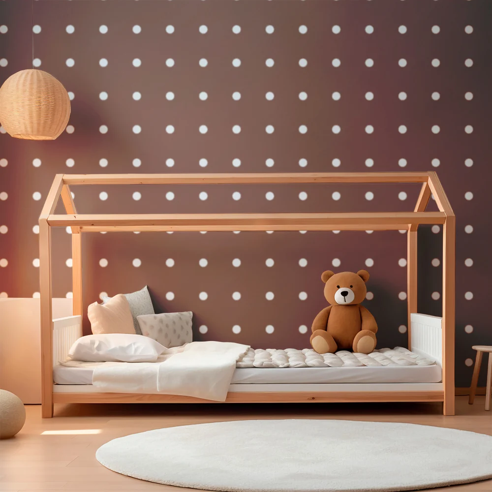 Papel de parede quarto bebê | Bijele točkice na tamno terakota pozadini