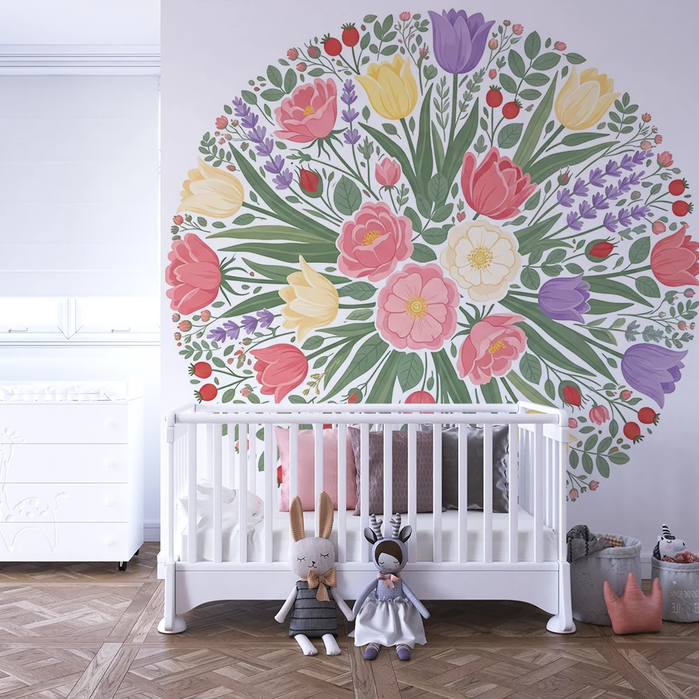 Papel de parede quarto bebê | Buket šarenih i delikatnih cvjetova