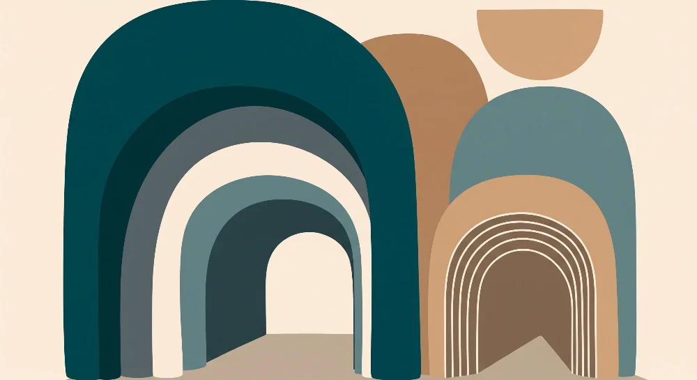 Papel de parede quarto bebê | Coloridas arcos e formas geométricas calmantes