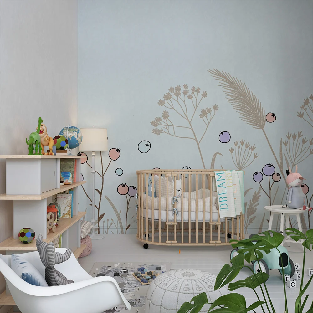 Papel de parede quarto bebê | Delikatni cvjetni motivi i šarene bobice