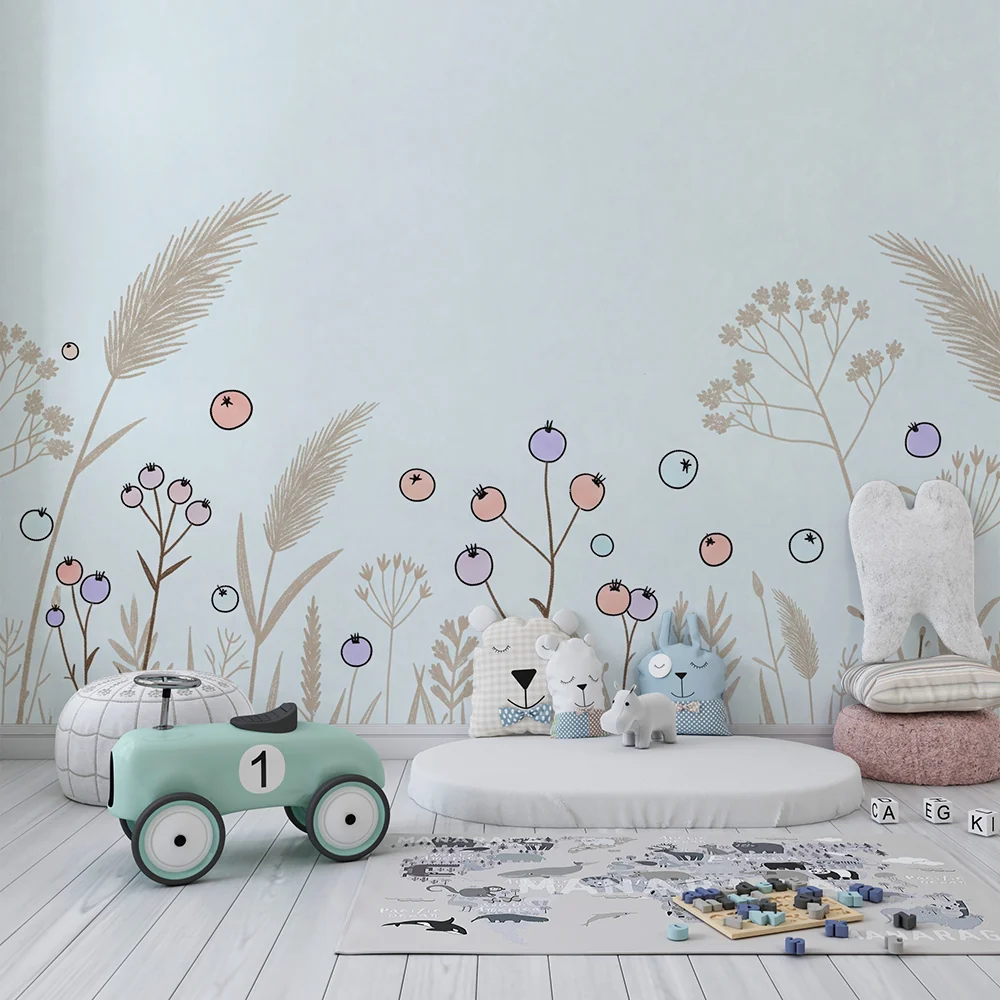 Papel de parede quarto bebê | Delikatni cvjetni motivi i šarene bobice