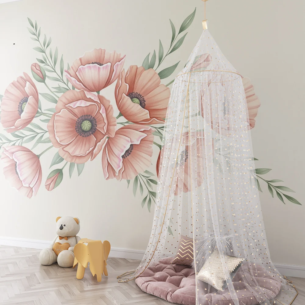Papel de parede quarto bebê | Delikatni makovi cvjetovi