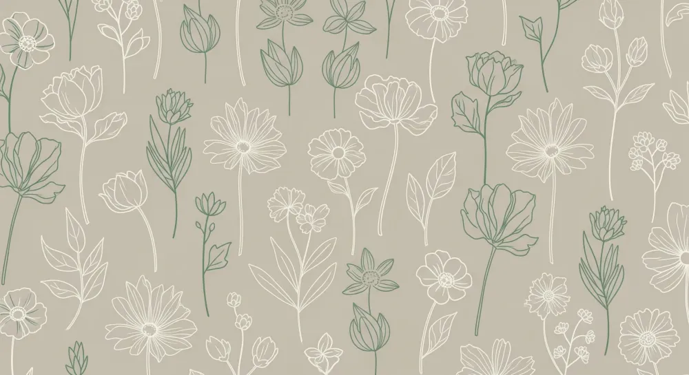 Papel de parede quarto bebê | Fines fleurs sur fond gris