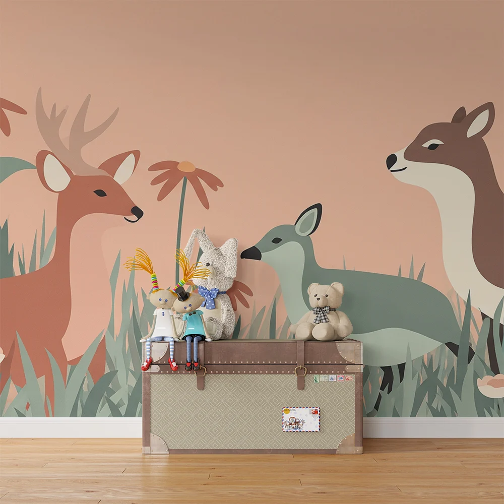 Papel de parede quarto bebê | Životinje šume i cvijeće