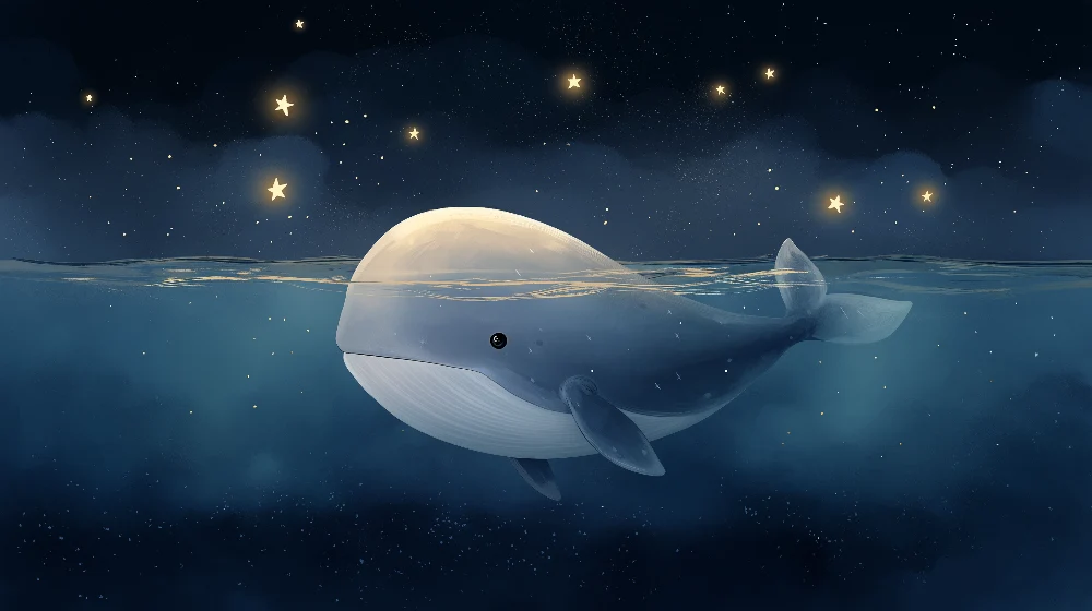 Papel de parede quarto bebê | Kitovi pod zvijezdama u noćnom oceanu