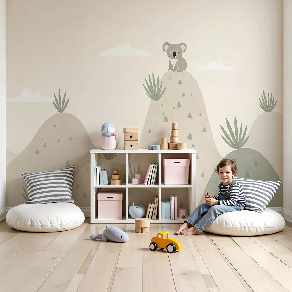 Papel de parede quarto bebê | Koala na suave colina