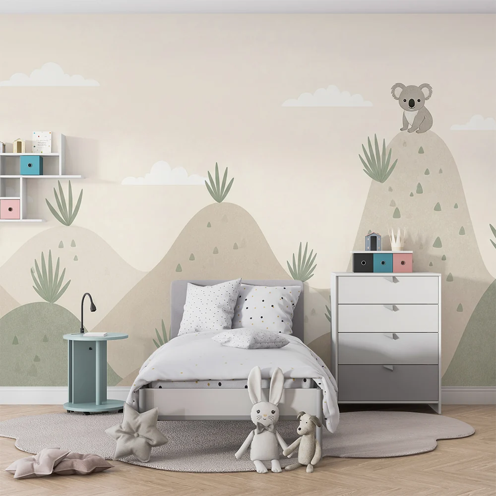 Papel de parede quarto bebê | Koala na suave colina