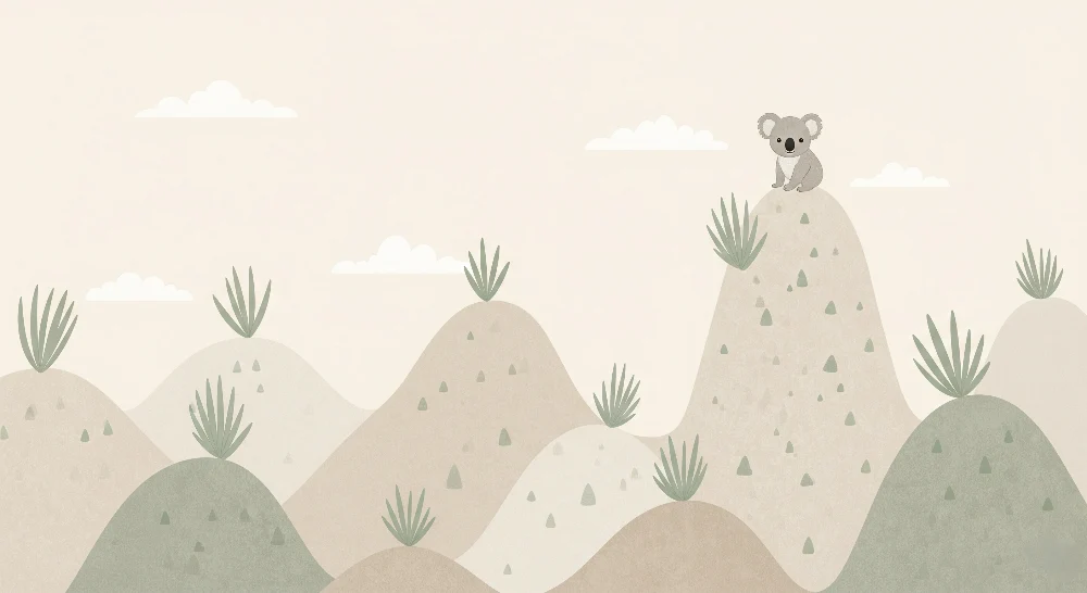 Papel de parede quarto bebê | Koala na suave colina