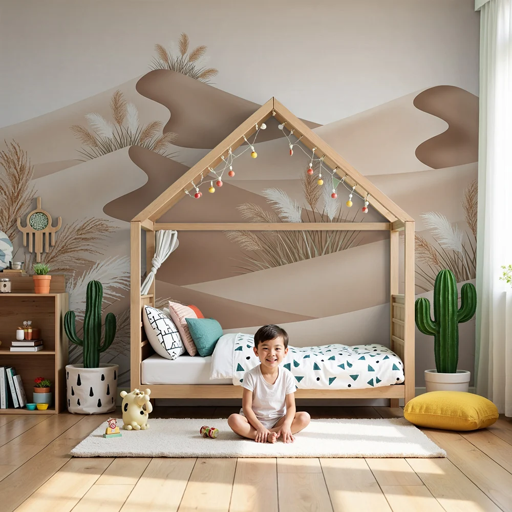 Papel de parede quarto bebê | Krajolik pustinjskih dine sa nježnim biljem