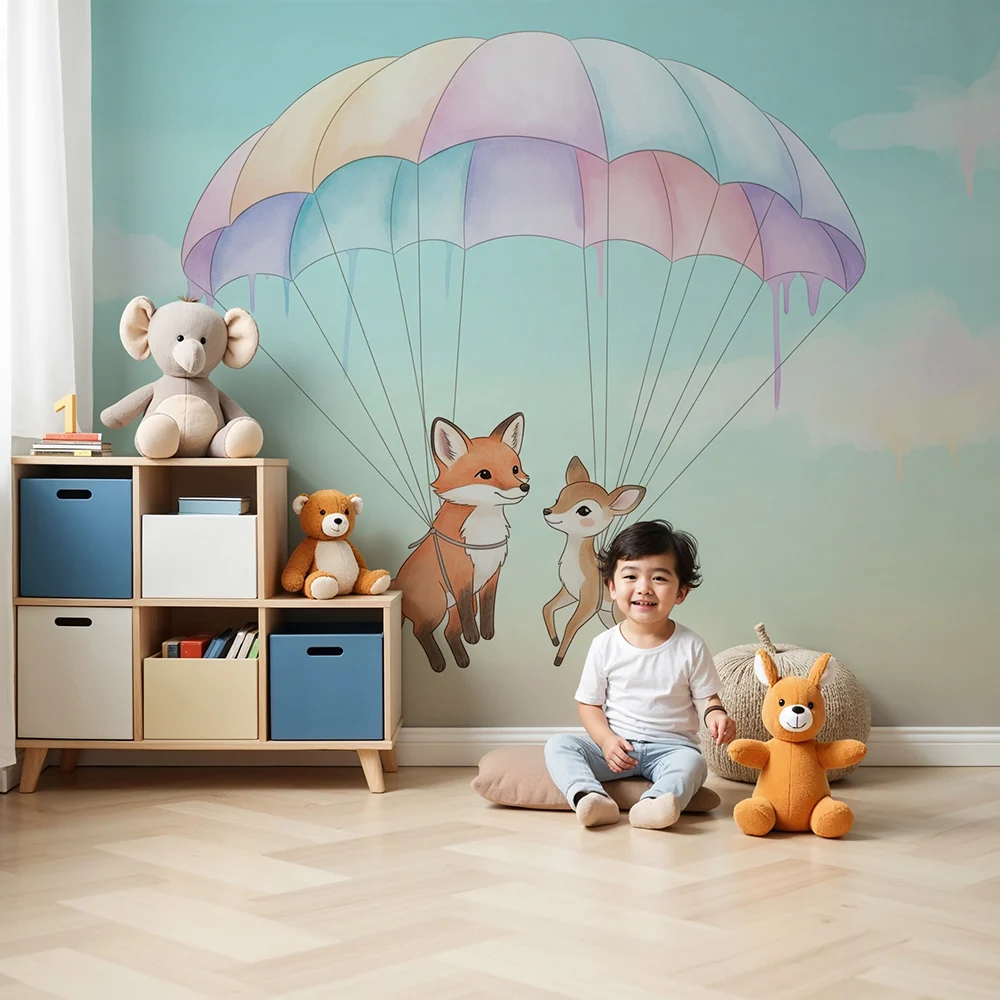 Papel de parede quarto bebê | Lisica i jelen padobranom