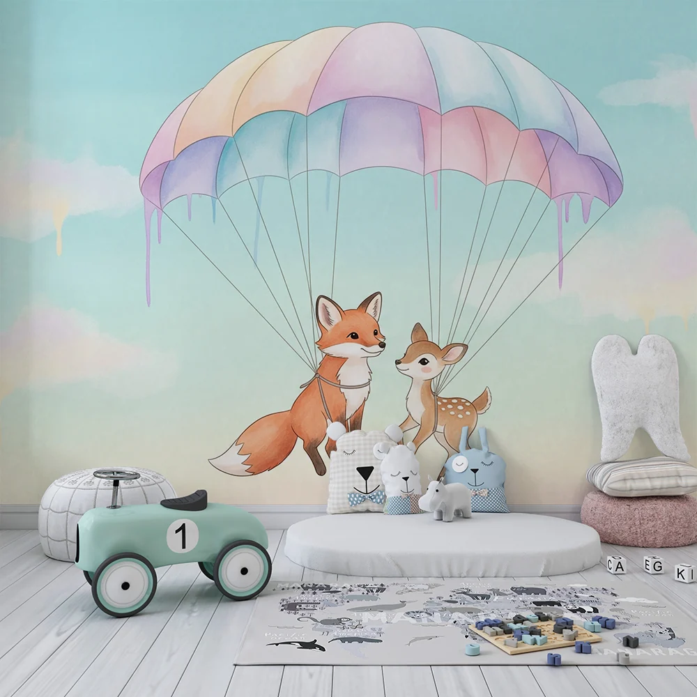 Papel de parede quarto bebê | Lisica i jelen padobranom