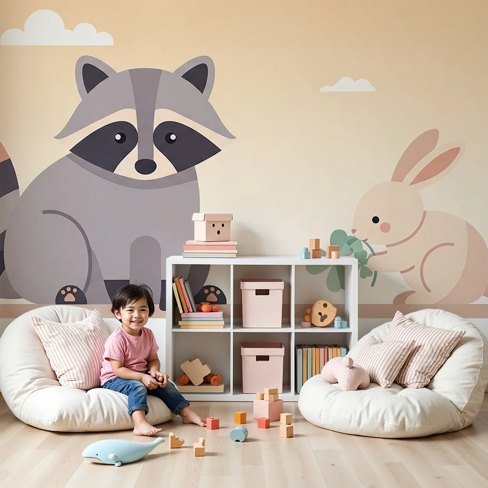 Papel de parede quarto bebê | Lisica i zec u nježnom krajoliku