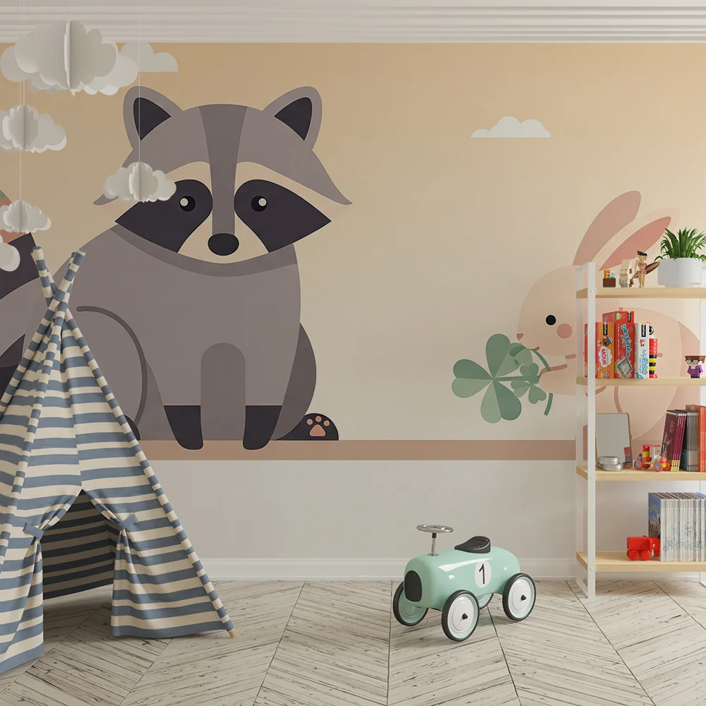 Papel de parede quarto bebê | Lisica i zec u nježnom krajoliku